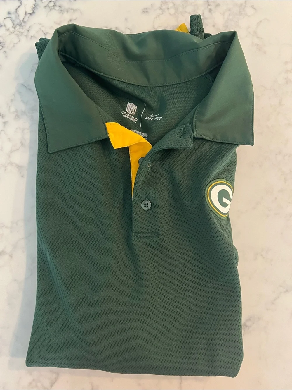 Green Bay Packers Shirt Nike Green Short Sleeve Polo Size Large Dri fit